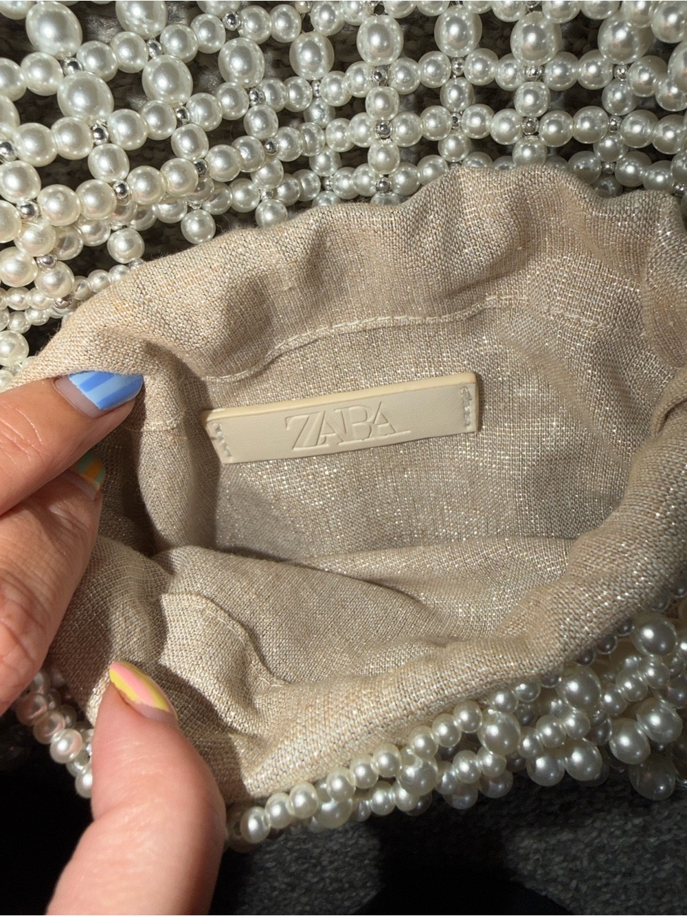 Zara Pearl Beaded Handbag - Ivory Elegant Evening Bag - Picture 6 of 11
